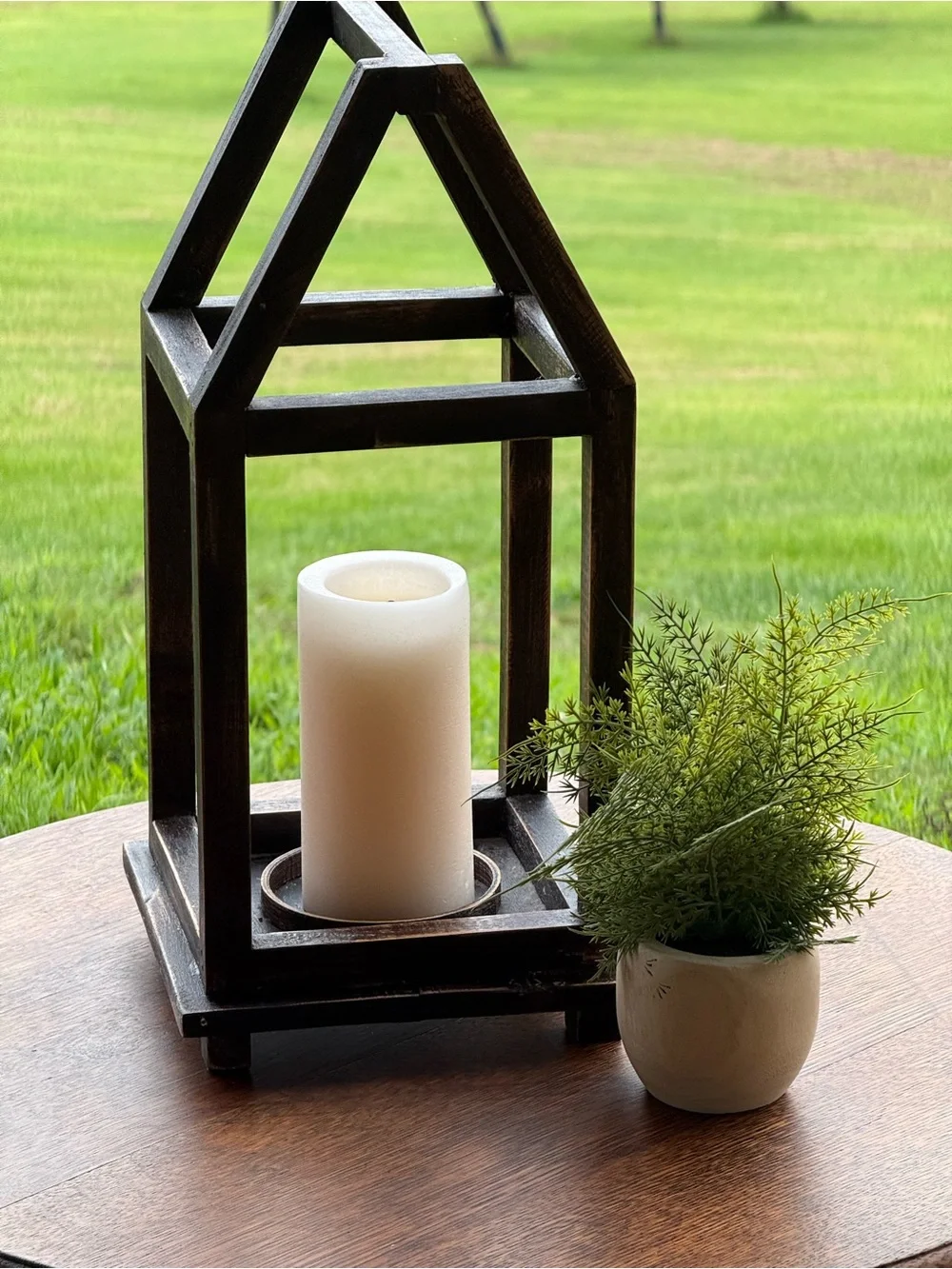 Rustic Brown Wooden Lantern